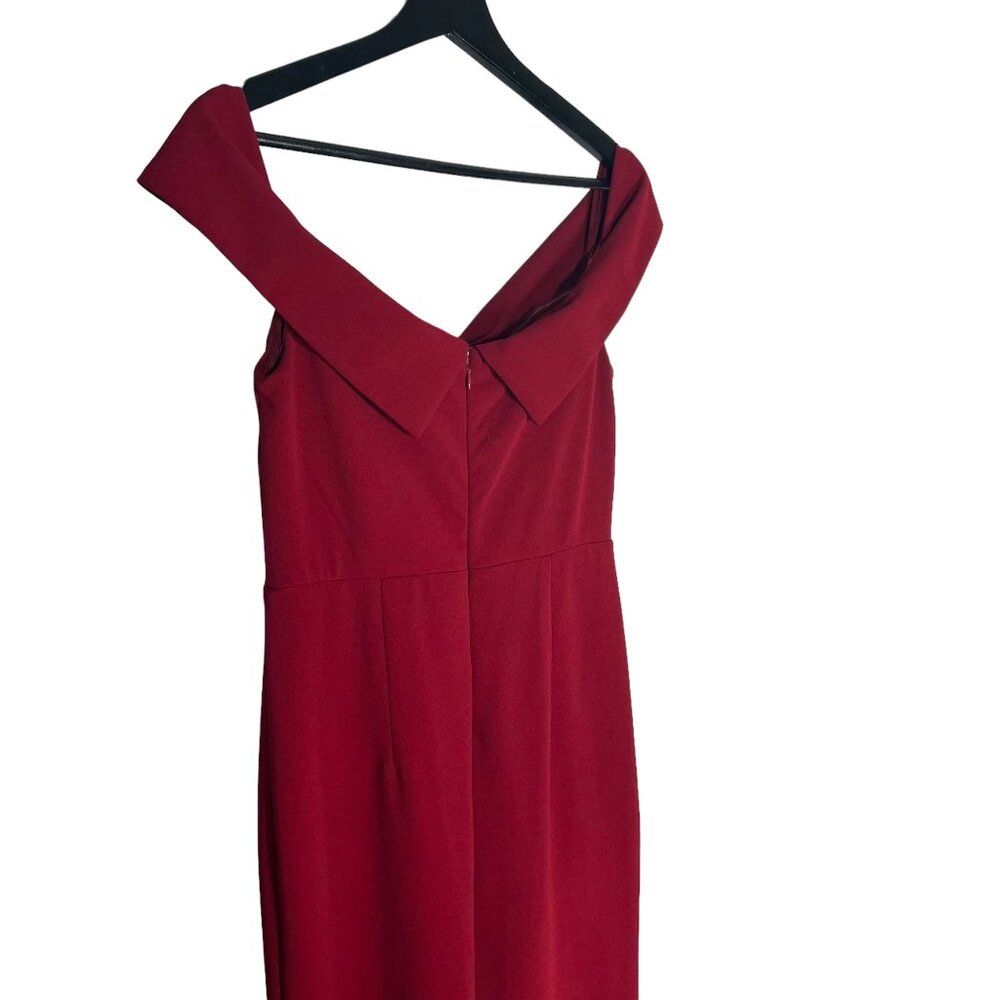 Lulus Red Song of Love Off Shoulder Tapered Full Length Dress Medium - Picture 5 of 12